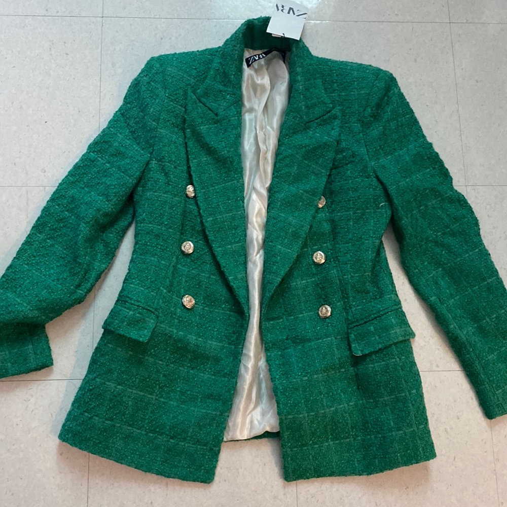 Green double breasted blazer